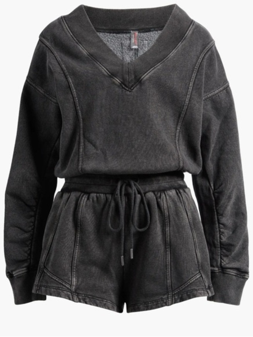 Free People FP Movement Intercept Romper in washed black NWT